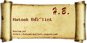 Hatsek Bálint névjegykártya